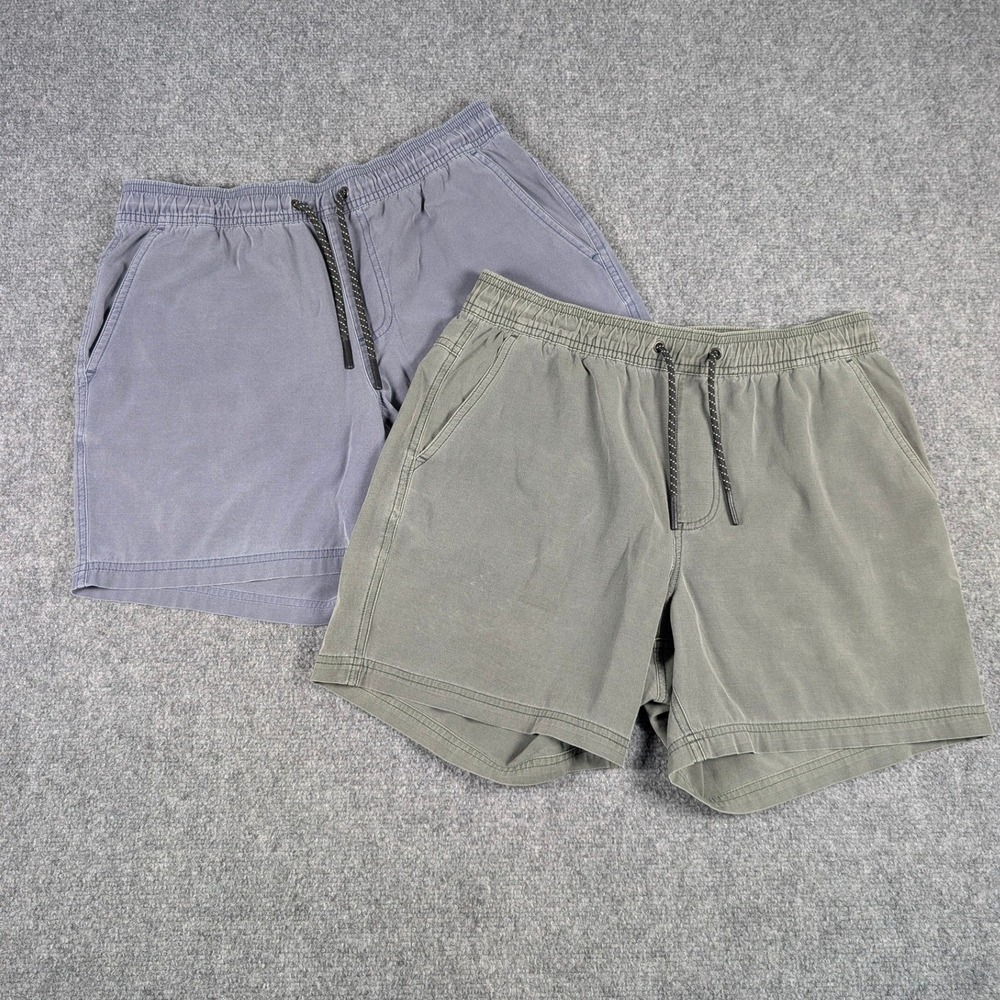 Bearbottom Shorts Mens Medium M Lot of 2 Green Blue 5.5 Inch Inseam Stretch